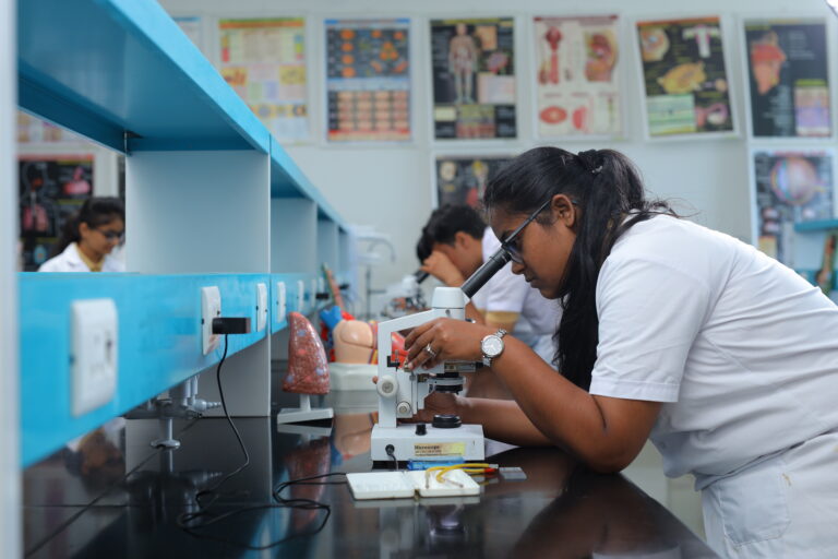 Modern smart classrooms or students working in high-tech laboratories.